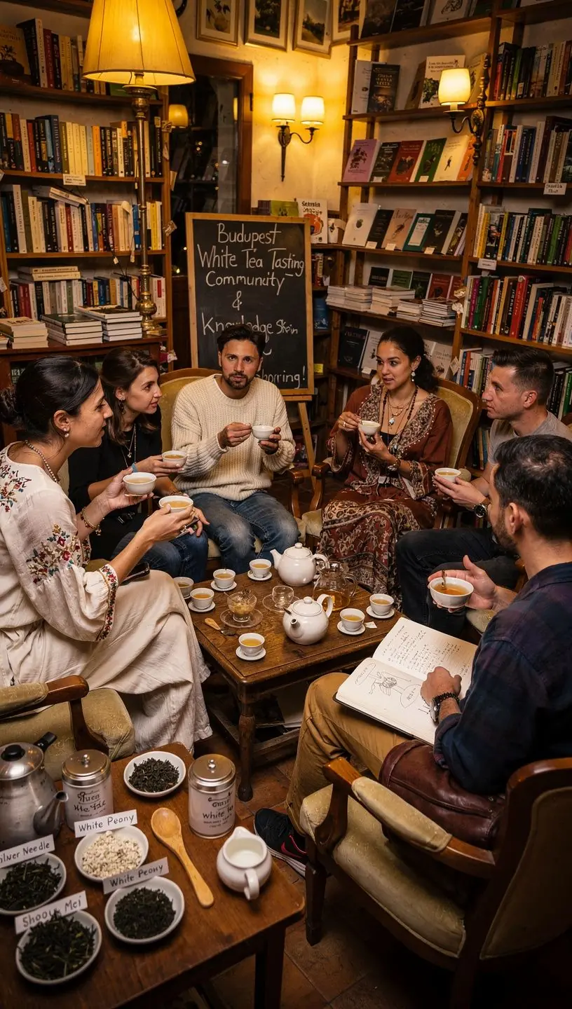 Teázás pillanata, amikor a fehér tea ízét élvezik.