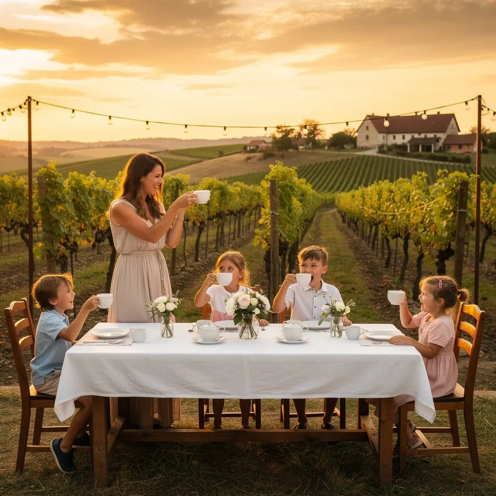 Színes teáscsészék különböző fehér tea típusokkal bemutatva.