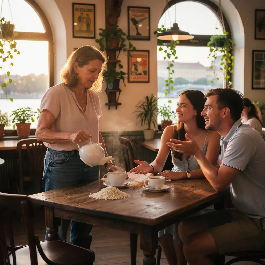 Teás kellékek, mint például szűrők és kanál, a fehér tea elkészítéséhez.