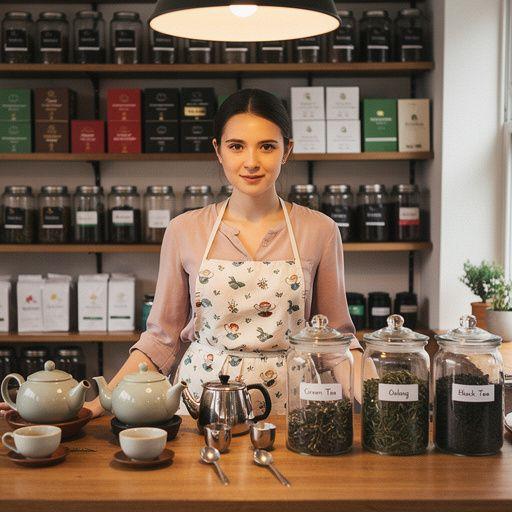 Különböző fehér tea fajták bemutatása egy asztalon.